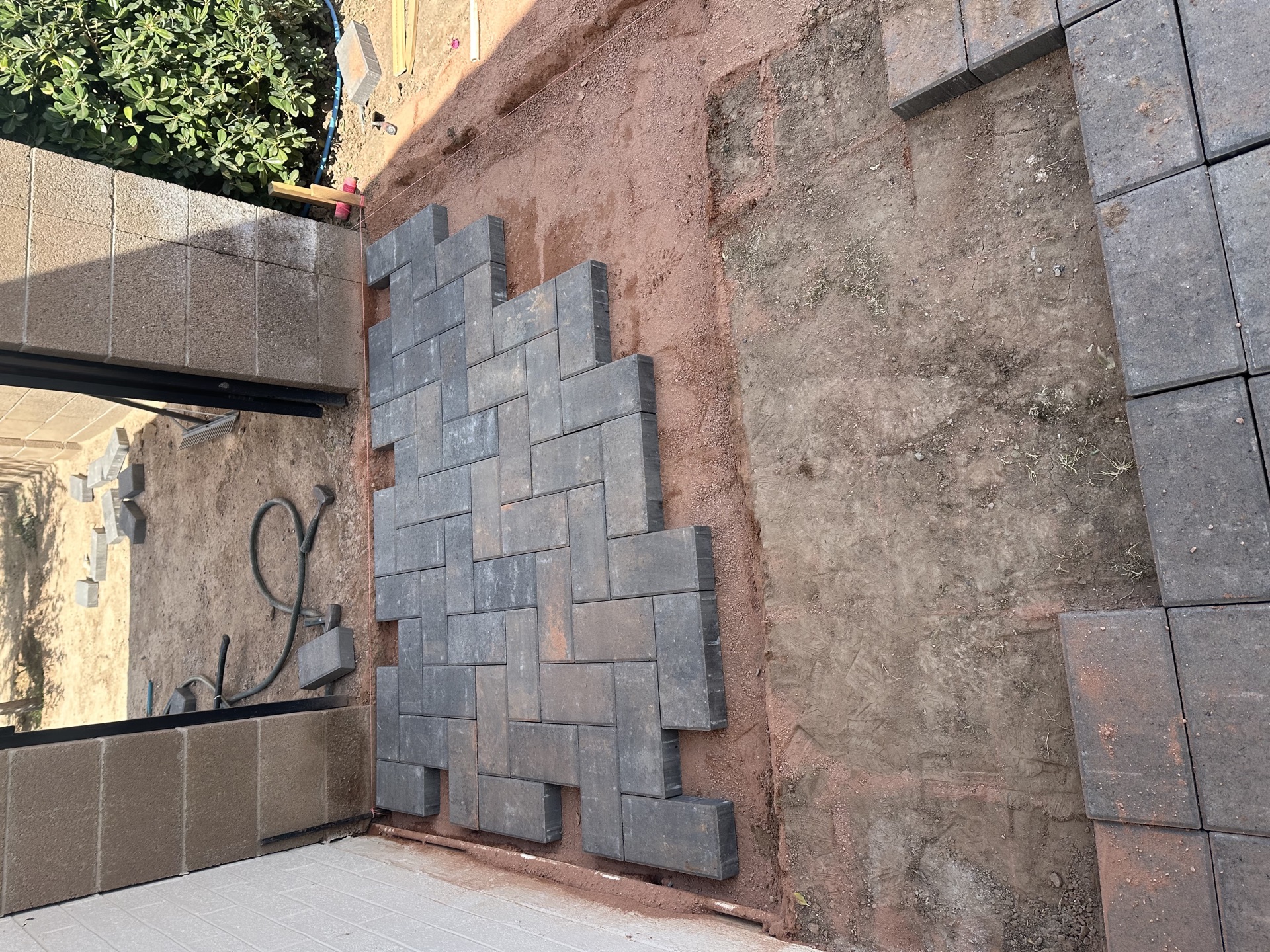 Paver installation in progress