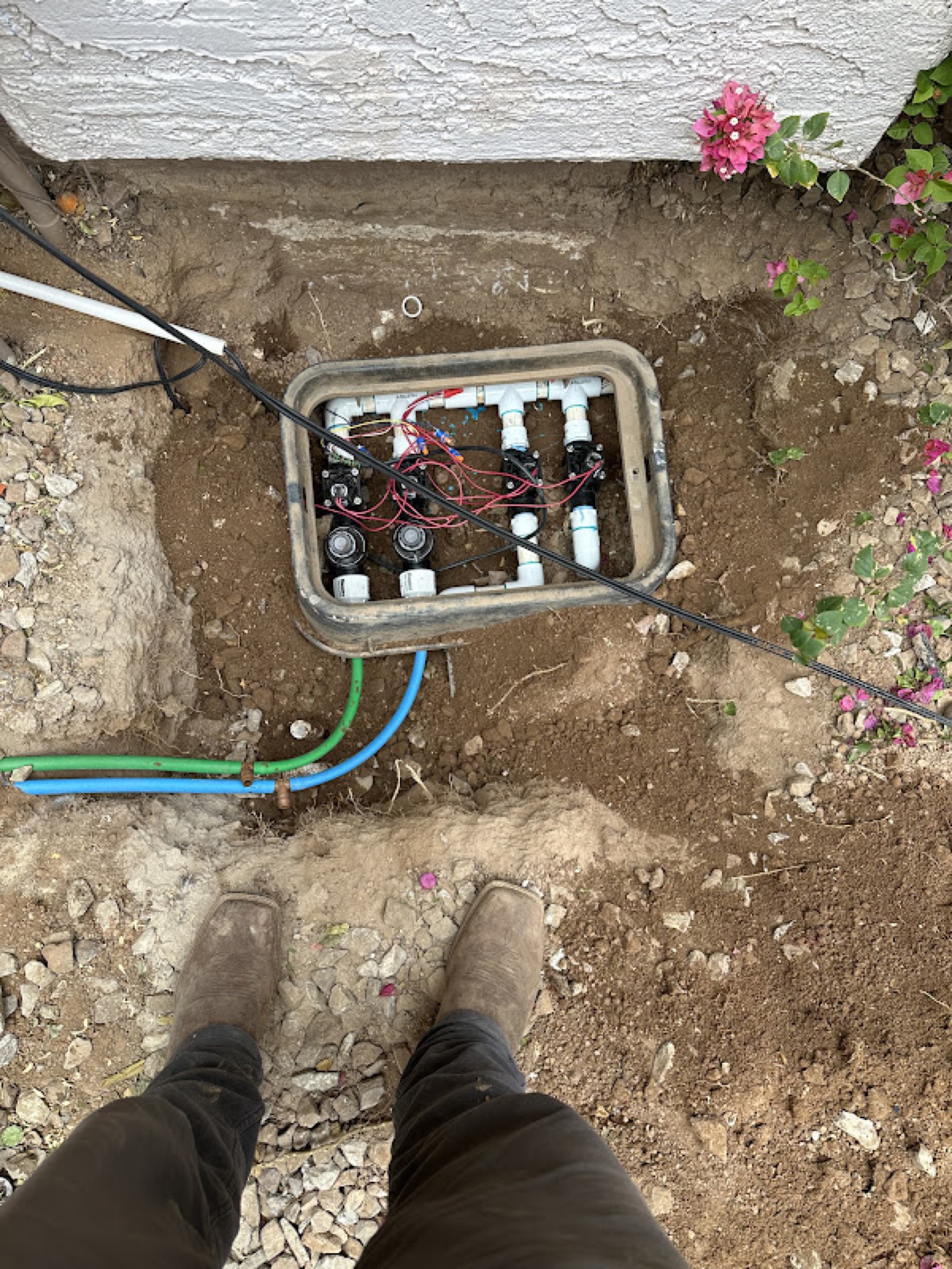 Sprinkler valve installation in progress