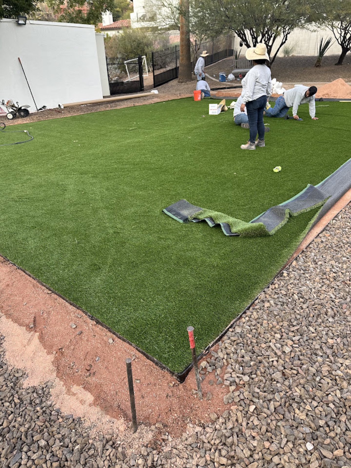 Turf installation crew at work